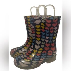 GIRLS RUBBER BOOTS RAIN BOOTS WATERPROOF HEART PRINT